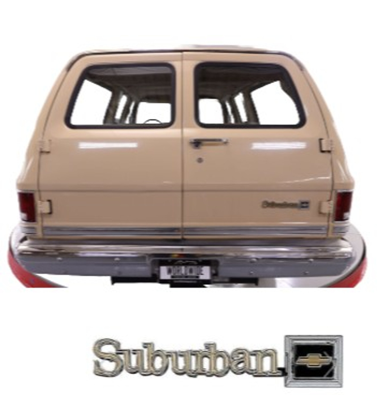 1975-88 Suburban Rear Barn Door Emblem "Suburban", ea.
