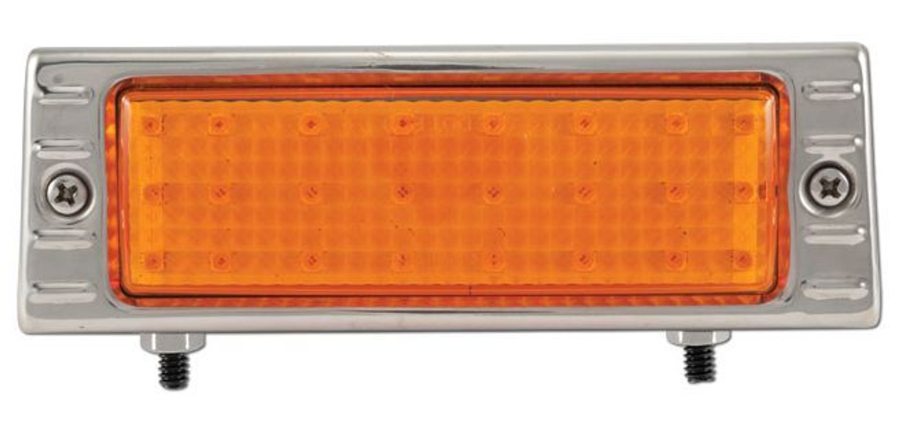 1947-53 Chevy/GMC Truck LED Amber Park Lamp Assy, ea. (stainless steel bezel, black housing w/socket and wires)