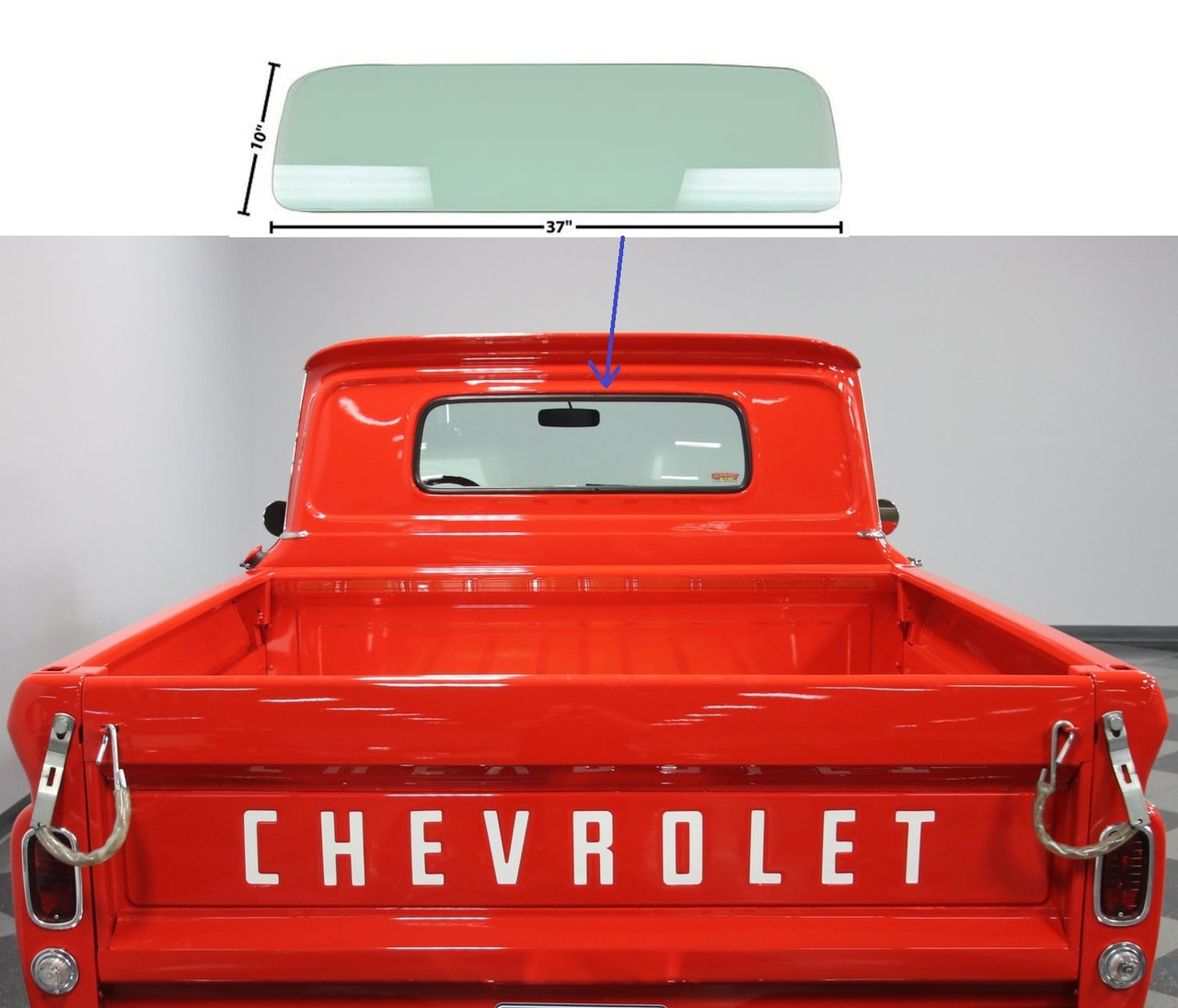 1960-66 Chevy Truck Small Tinted Back Glass, ea.