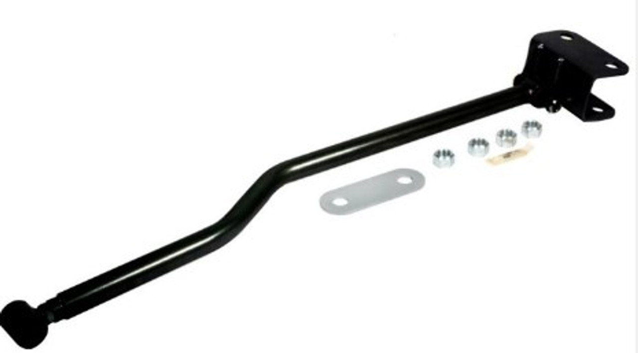 Black Deluxe Trac Bar, Fits 1963-72 Chevy/GMC PIckup. Bent bar connects from the arm to the truck frame, allowing larger differential cover.