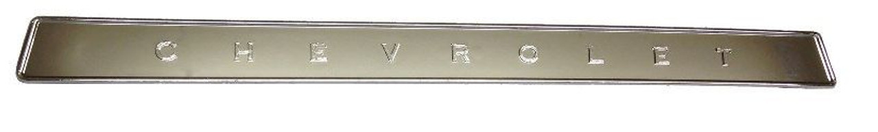 1964-66 Chevy Truck Glove Box Door Emblem "CHEVROLET" ea. (chrome)(w/fasteners)