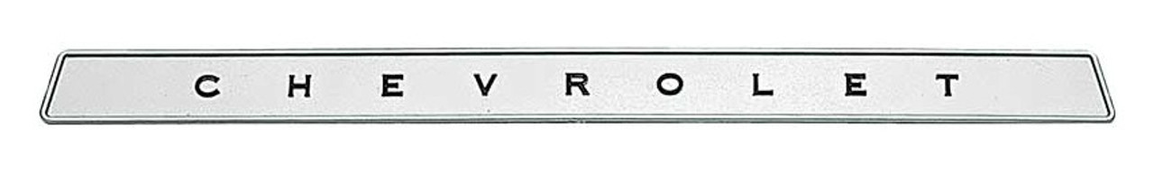 1964-66 Chevy Truck Glove Box Door Emblem "CHEVROLET" ea. (Gray/Black)(w/fasteners)