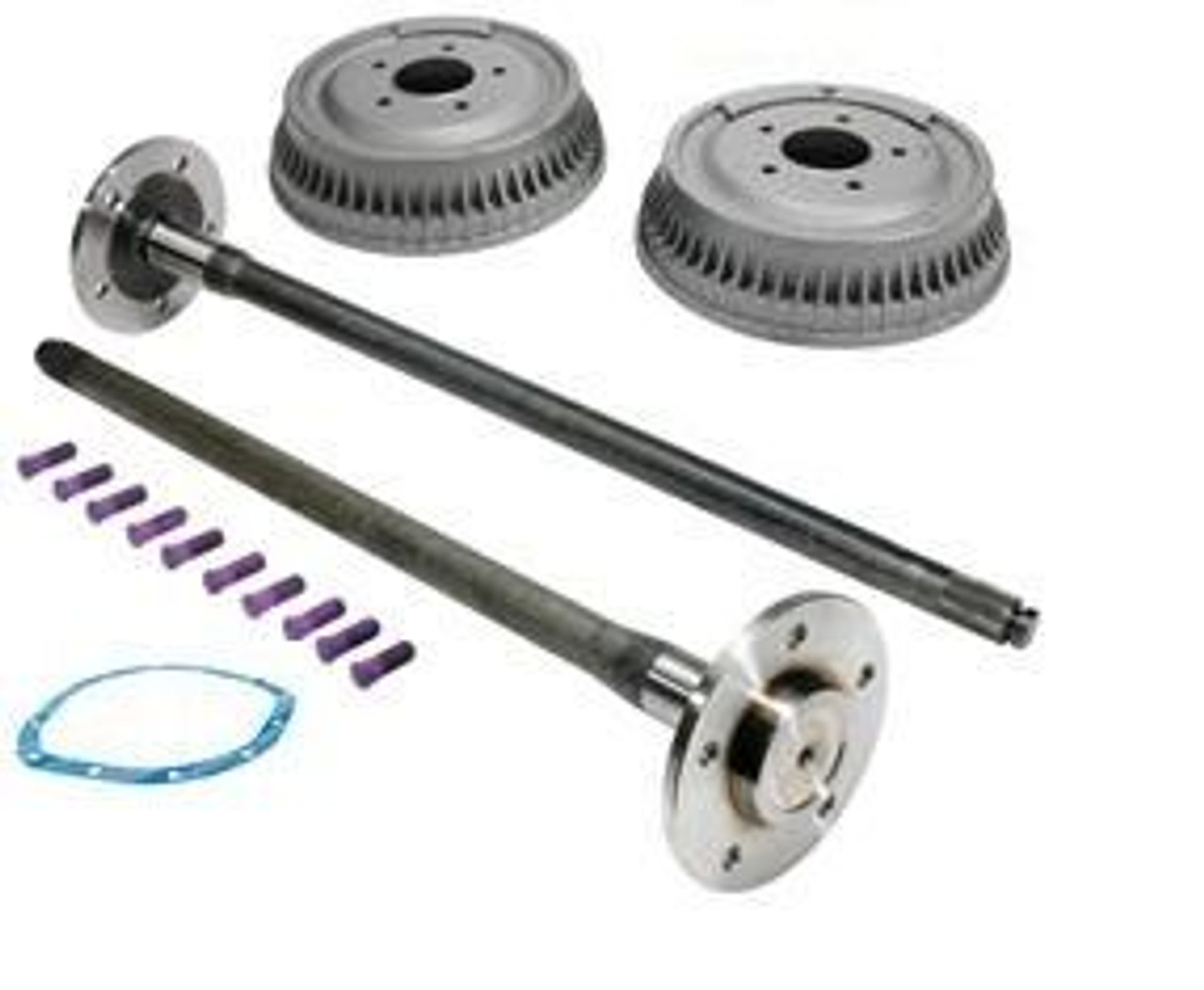 1965-69 Chevy UP 5-Lug Rear Axle Conversion Kit. (axles come pre-drilled with a 5-lug on 5" Chevrolet truck bolt circle .