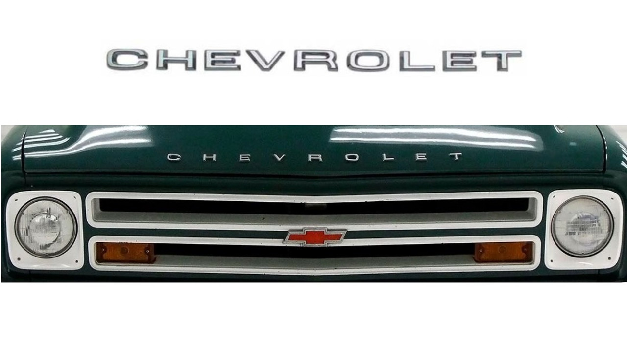 1967-68 Chevy Truck Front Hood Letters "CHEVROLET" (chrome with fasteners) set