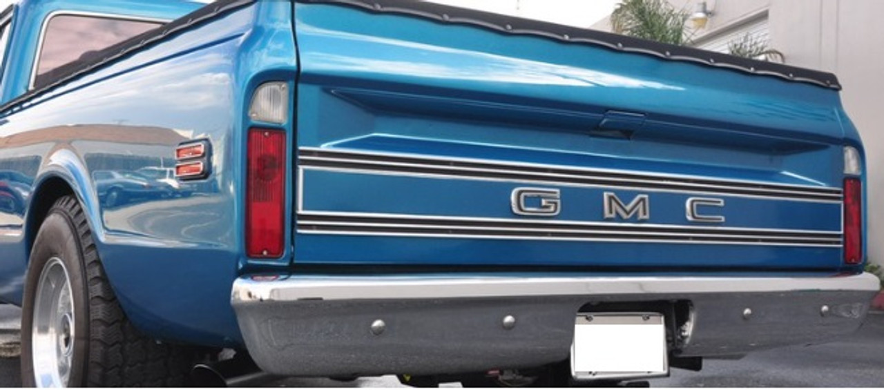 1967-72 GMC Truck Tailgate Applique Letters "GMC" set. (Chrome)(w/fasteners)