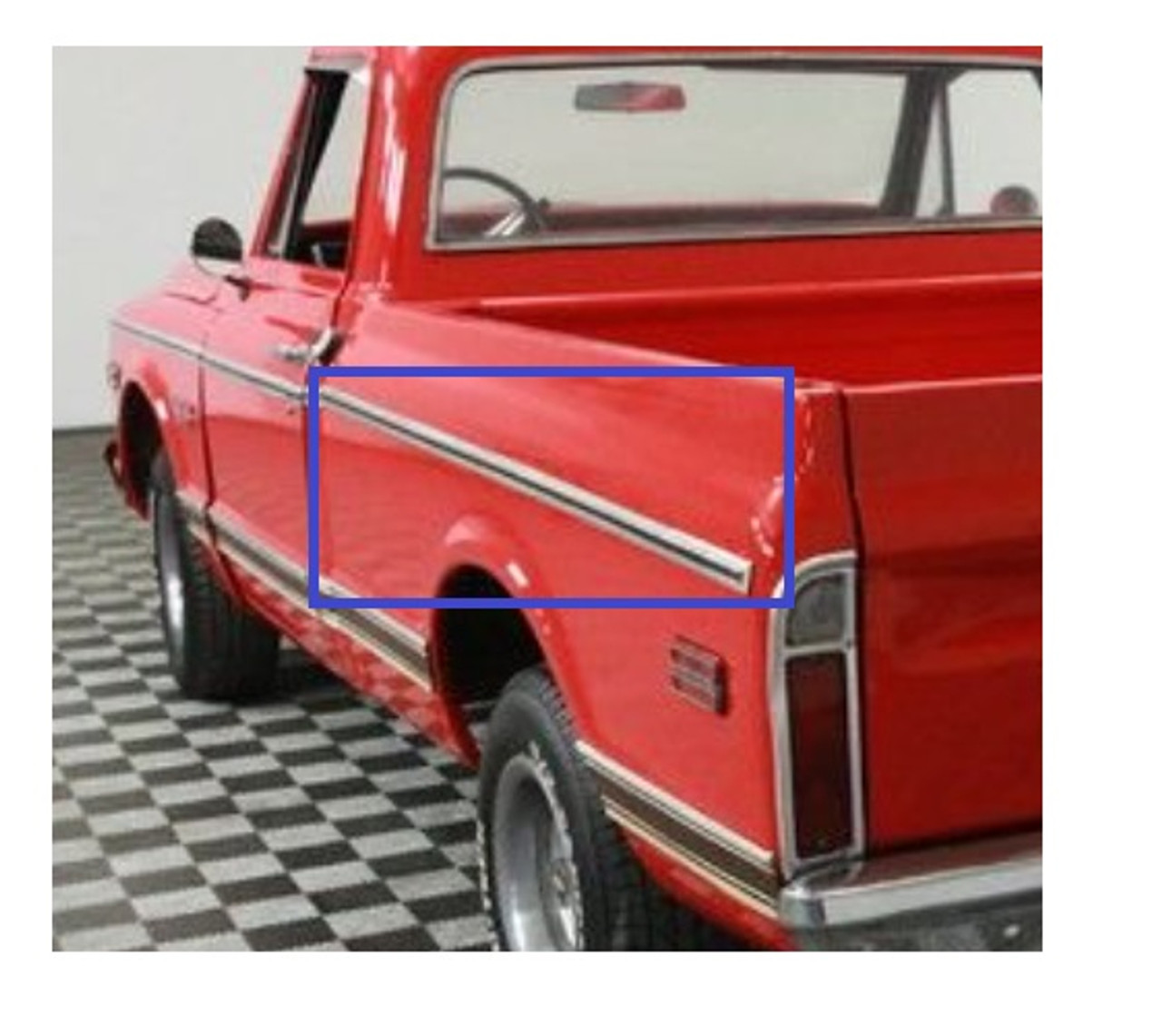 1969-72 Chevy/GMC Truck Upper Bedside Molding, ea. (Short Bed)(fits LH or RH)
