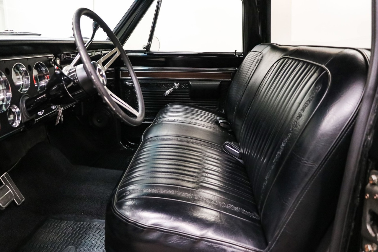 Bench Seat With Scroll Pattern as Original. Fits 1969-70 Chevy GMC Pickup. Walrus Grain Vinyl, Black, ea.
