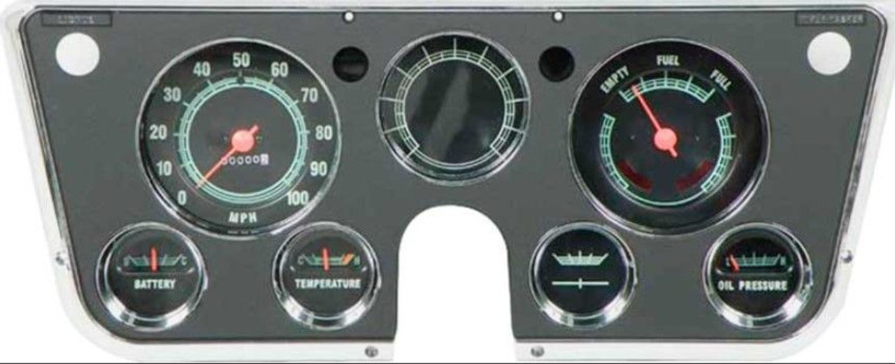 Dash Gauge Cluster Assembly. 1969-72 Chevy GMC Pickup. With Factory Gauges, No Tach, No Vacuum. Includes Circuit Board and Dash Bezel, ea.