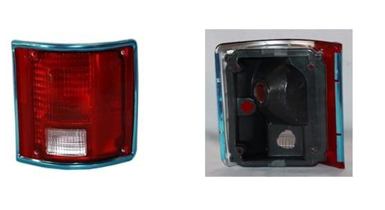 1973-87 Chevy Truck Tail Light Lens and Housing RH, ea. (Deluxe with Trim)(Fleetside)