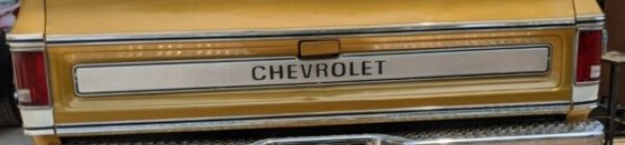 Tailgate Band Polished Aluminum with Black Lettering as Original on Cheyenne Fleetside Pickups Includes Mounting Hardware. Will Fit 73-80