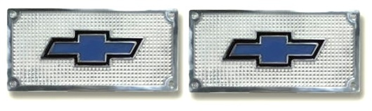 Chevy Truck Aluminum Step Plate (w/ Blue Bow-tie Emblem 10-7/8"X5-3/8:) pr.