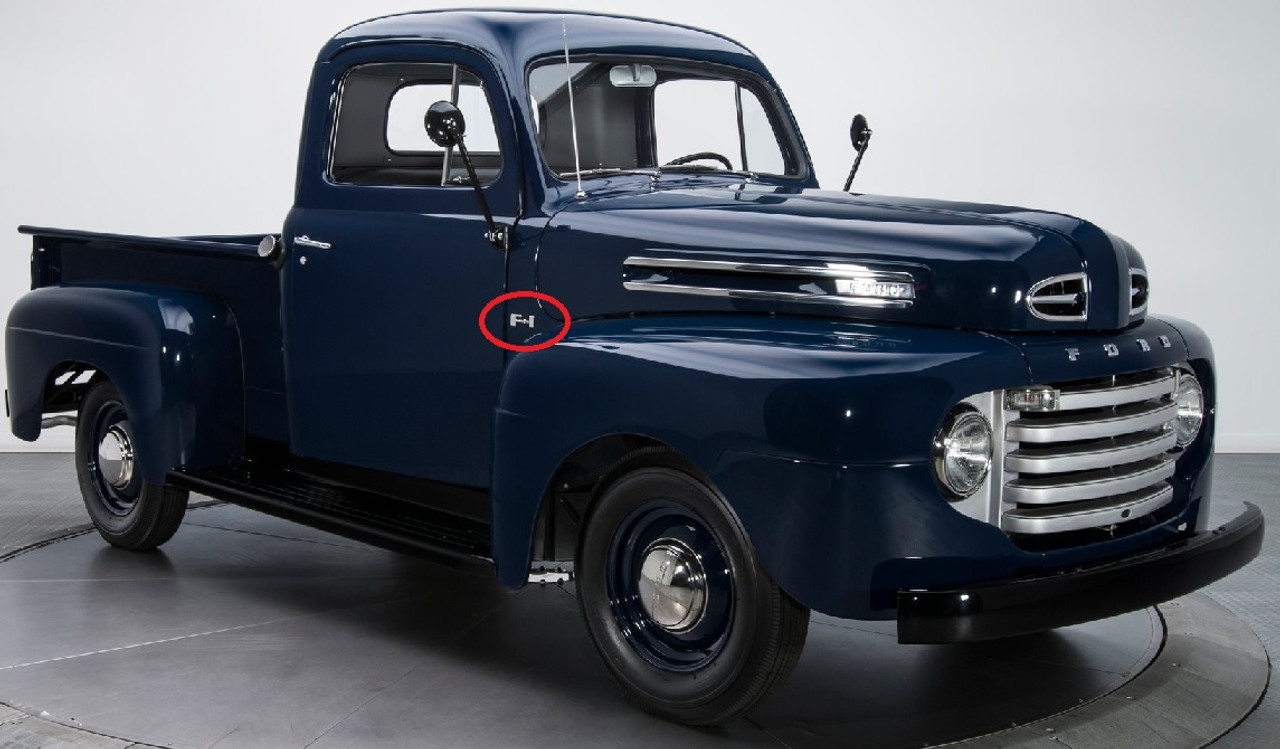1948-50 Ford Truck "F1" Cab Emblem, ea.