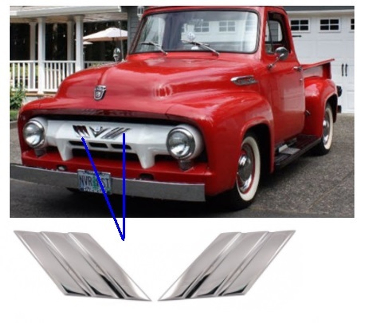 1954 Ford Truck Grille Hash Marks for Custom Cabs, pr.