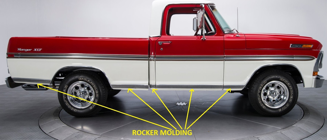 1967-72 Ford Truck Long Wide Bed Rocker Molding Set. (Premium Quality)