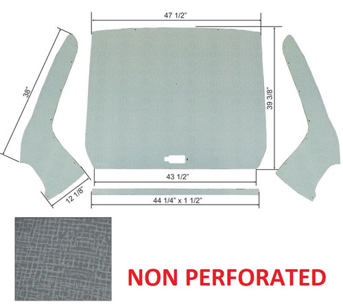 1957-60 Ford Truck Small Back Glass Non Perforated Headliner Kit, Gray, ea.