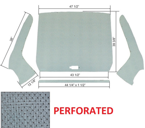 1957-60 Ford Truck Small Back Glass Headliner Kit, Perforated, Gray.