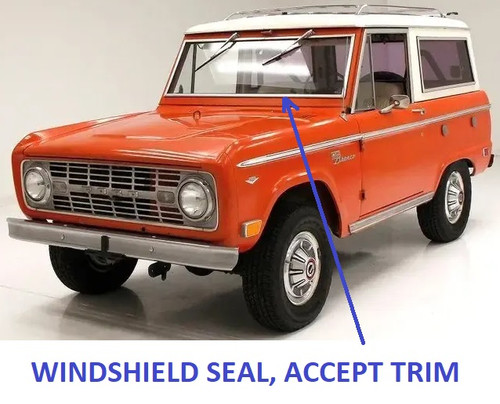 1967-77 Ford Bronco Windshield Seal, ea. (w/strip, Accepts Trim)