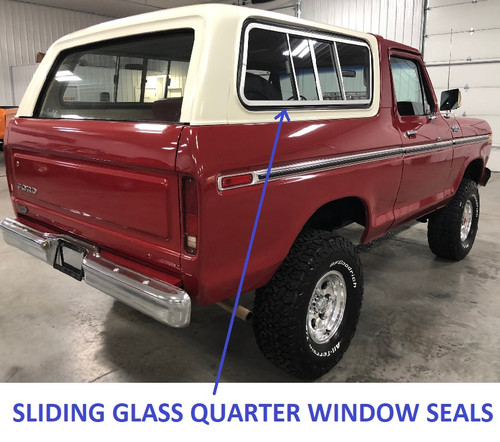 1978-79 Bronco Sliding Glass Quarter Window Seals, pr.