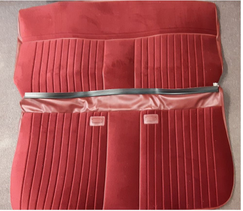 1981-87 Chevy/GMC Truck Dark Red Bench Seat Cover, Velour Top & Bottom w/ Vinyl Boarders