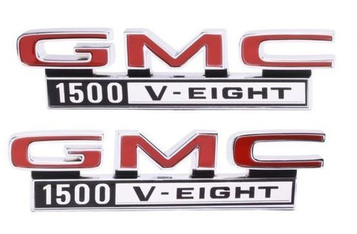 1968-72 GMC Truck Fender Emblem "1500 V-Eight" Pr.