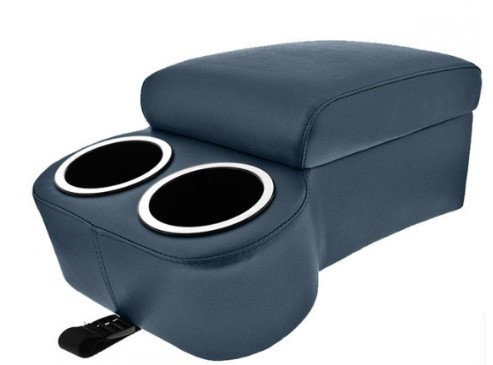 Universal Dark Blue Bench Seat Console w/ 2 Chrome Cup Holders