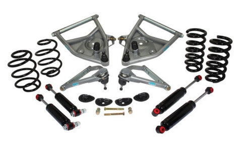 1963-70 Chevy Truck Tubular Control Arm with Coil Spring and Shock Kit. (includes front upper and lower Totally Tubula control arms in black or silver and all lowered performance shocks)