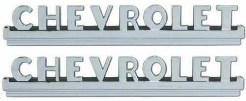 1950-52 Chevy Truck Hood Side Emblems "Chevrolet", pr. (w/fasteners) ( Will also fit 1947-49)