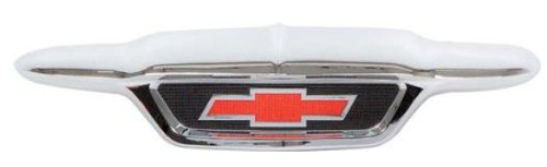 1955 2nd Ser. Chevy Truck Chrome Bowtie Hood Emblem, ea. (w/black and red painted details)(w/hardware)