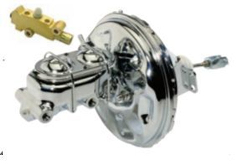 Chrome Power Brake Booster, Master Cylinder and P Valve Combo, 4 Wheel Disc Brakes, Fits 1967-72 Chevy Pickup.