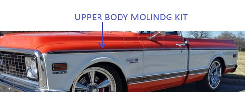 1969-72 Chevy/GMC Truck Upper Body Side Molding Kit (Fleetside, Shortbed)(8 pcs upper molding with ALL Metal clips)