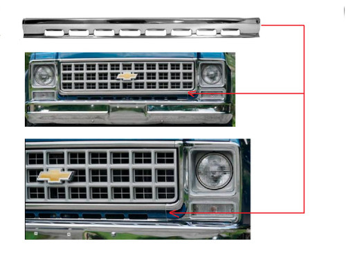 1979-80 Chevy/GMC Truck Grille Molding, Lower, ea.