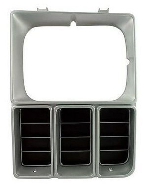 Argent Silver and Black Headlamp Bezel, LH. Fits 1981-82 Chevy Truck w/ Rectangular Headlights.