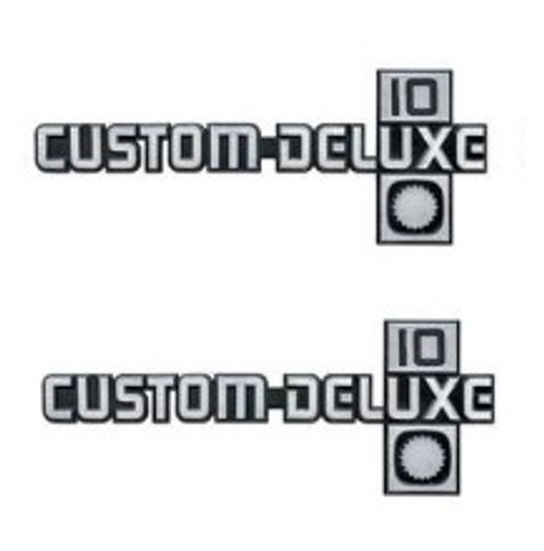 "Custom Deluxe 10" Fender Emblem, Fits 1981-87 Chevy Trucks.