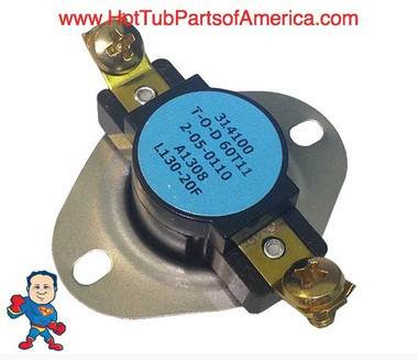 HI LIMIT: SPST Auto Reset (NO CAPILLARY) Surface Mount Style Sundance Smart Heaters , Cal Spa Wet Elements 