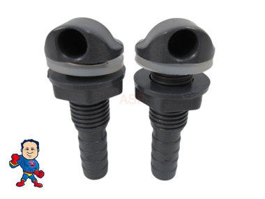 2 X Spa Hot Tub Air Relief 3/8" Barb Gray Nozzle Fitting Leisure Bay Part Video 
