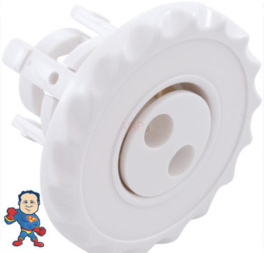 Jet Internal, Waterway, Adjustable, Mini Jet, 2-9/16" face diameter, Twin Spin, Deluxe Scallop, White
