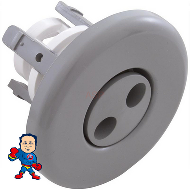 Jet Internal, Waterway,  Adjust, Mini Jet, 2-9/16" face diameter, Twin Roto, Smooth, Gray