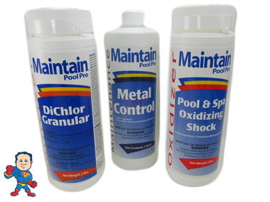 Spa Guy Chemical Kit Chlorine, Metal Control and Non Chlorine Shock.. 