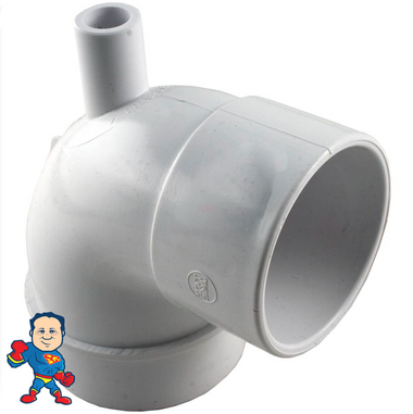 Vacuum Break Fitting, Suction, 2-1/2" Spigot x 2" Slip x 3/4" Barb, 90 Elbow Sweep