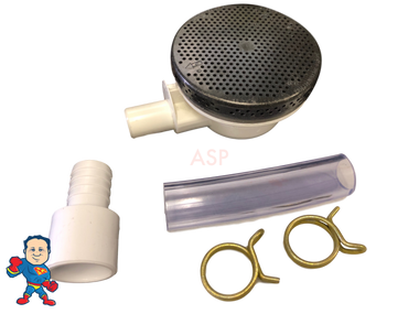 Lo-Pro Floor Drain With Old Style Conversion Kit, 3/4" Slip Barb Ell, Dark-Sliver-Glitter, 3-1/2" Face Width