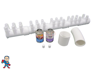Water Manifold, Base Glue Kit,  2" with (26) 3/4" Outputs & Coupler Video How To