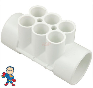 Water Manifold (6) 3/4" Slip Ports Flow Thru 2" Slip x 2" Slip