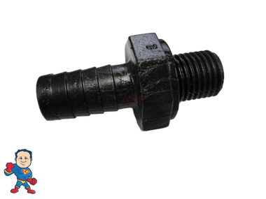 Barb Adapter, 3/8"b x 1/4"mpt Pump Wet End Face fits Waterway
