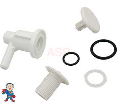 Air Injector, WW, Low Profile, 3/8"sb, Elbow Style, White