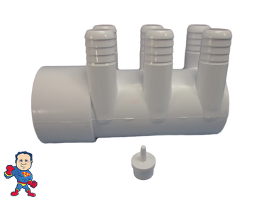 Manifold Hot Tub Spa Part 2" slp x End x (6) 3/4" Dead End Water How To Video
This manifold does come with a single plug in case you need to plug a barb on this manifold..