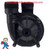Suction and pressure sides measure about 2-3/8" across the threads (1-1/2"). The **wet end** can be rotated by removing the four front bolts and repositioning. Note: For jet pumps only (10+ amps on high at 115V), not for circulation pumps.

