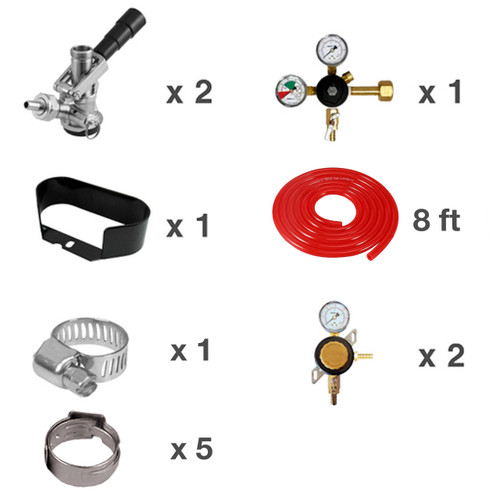 Kegerator Kit for 2 beer lines with 2 products Secondary regulator