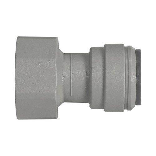 John Guest Fitting, Gray Acetal Female Connector 1/2" x 5/8" BSPP (Flat End)