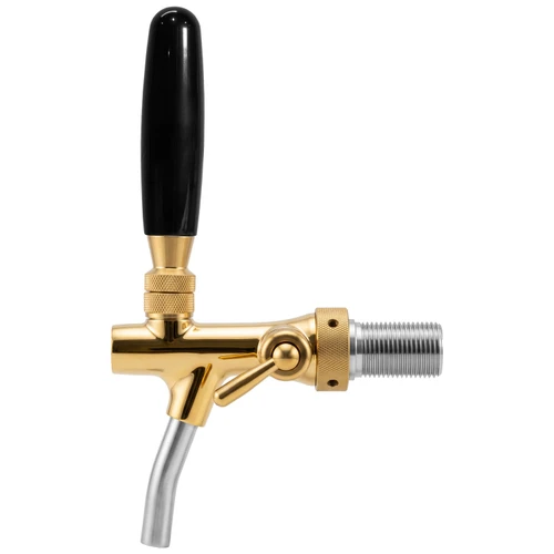 Euro Beer Faucet, Stainless Steel, Flow Control, Self Closing, Gold Finish, UBC