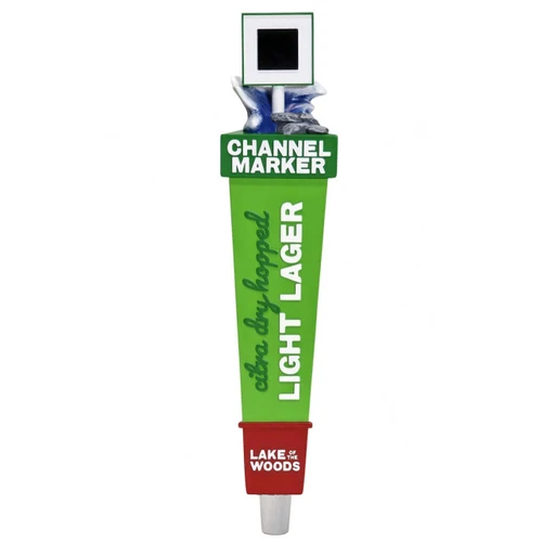 Resin Tap Handle Model R-498, Square Topper with Wave, With Logo Channel Marker
